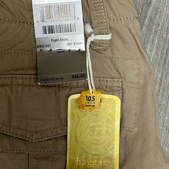 Mens Haggar 32 Medium Shorts Cargo Khaki Durable Workwear 7 Pockets Cotton NWT - Picture 6 of 10